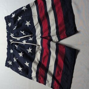 Kailua Surf Mens Swim Trunks Beach Board Shorts Stars Stripes Flag Size Medium